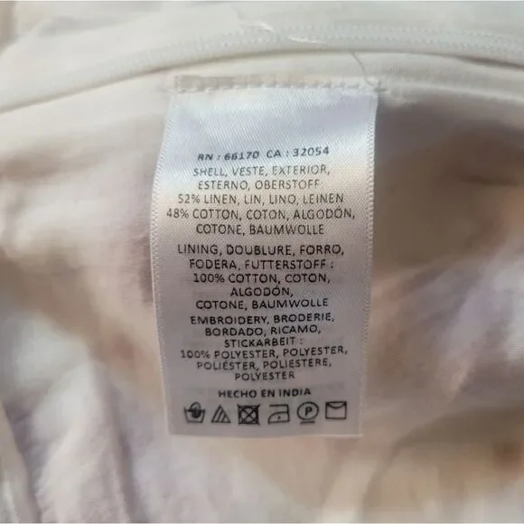 Anthropologie Ett Twa Jadida Embroidered Wide Leg Linen Pants Size 6 - Picture 7 of 7